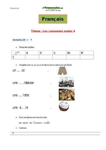 Les consonnes orales (4) - Cours Français CP1