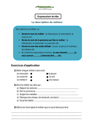 La description de métiers - Cours CE1