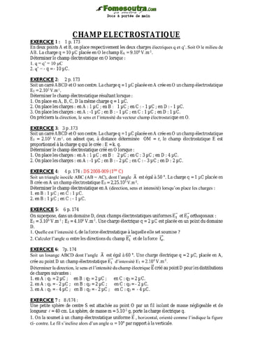 Sujets corrigés - Champ électrostatique niveau 1ere