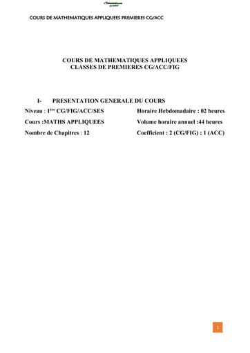 COURS de MATHS Appliquées 1ière stt by Tehua