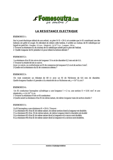 TP de physique sur la résistance électrique niveau 3eme