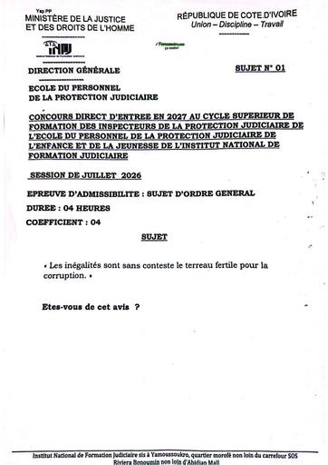 Concours Direct INFJ 2026 CS SOG sujet 1 by TEHUA