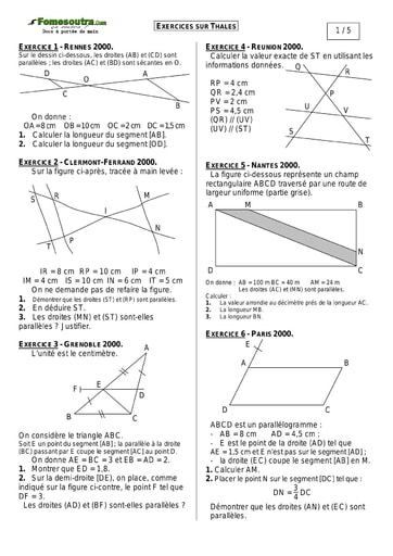 TP corrigé (8) portant sur le théorème de Thalès - Maths niveau 3eme