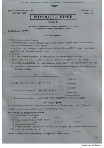 BAC BLANC 2026 PC SERIE D SUJET DRENA ABIDJAN 1 BY TEHUA