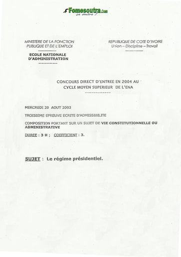 Sujet Vie constitutionnelle et administrative ENA 2003