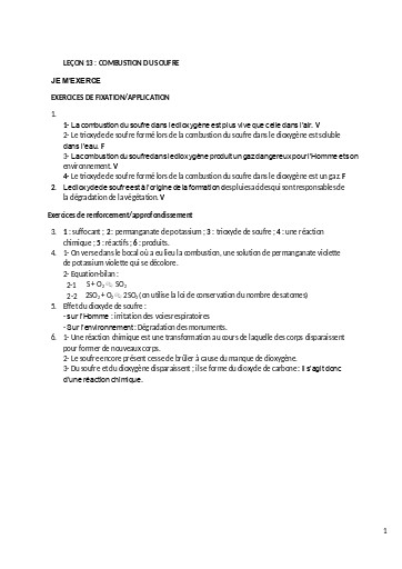 Leçon 13   Combustion du soufre (corrigés)