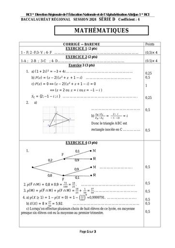 Barème Bac blanc 2024 serie D MATHS dren Abidjan 1 by Tehua