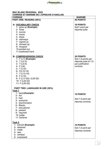 BAC BLANC REGIONAL 2025 DREN ABIDJAN 4 ANGLAIS BAREME by TEHUA