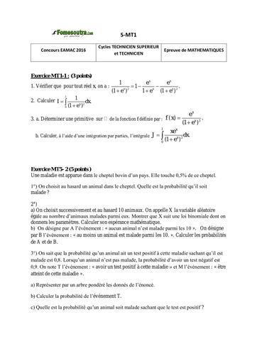 Concours EAMAC maths t ts 2016 by Tehua