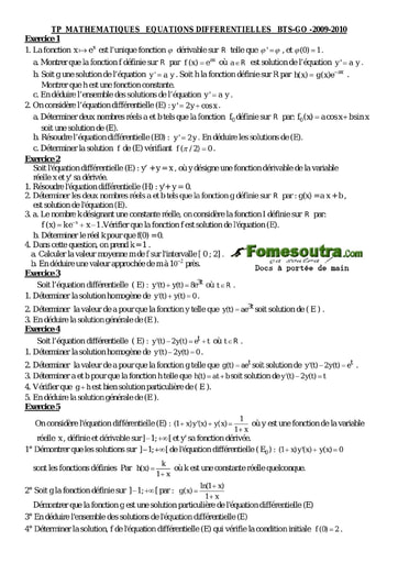Sujet et Corrigé TP(10) Equation différentielle BTS GO