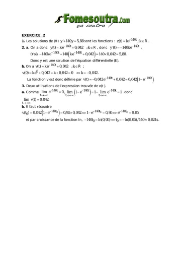 Corrigé TP 21 équations différentielles maths niveau Terminale D