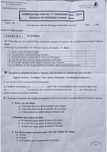 Partielle de décembre 2023 PC C Christ le Roi Abobo 4ième by Tehua