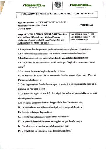 SUJET PRISE EN CHARGE DES AFFECTIONS COURANT INFAS L1 by TEHUA