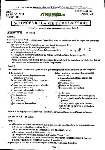 SUJET BEPC 2024 SVT Zone 3 SESSION DE MAI 20224 by Tehua