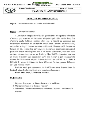 sujet de dissertation philosophie bac 2021