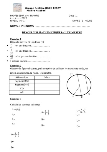 DEVOIRE DE MATHEMATIQUE 6e by Tehua.docx