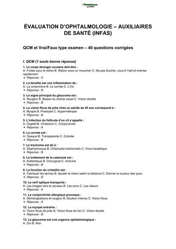 INFAS QCM Ophtalmologie by TEHUA