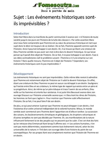 Correction du sujet de philo "Les événements historiques sont-ils imprévisibles?"