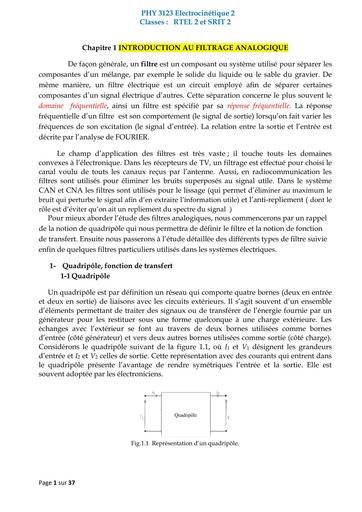 PHY3123 Electrocinétique 2 chap 1
