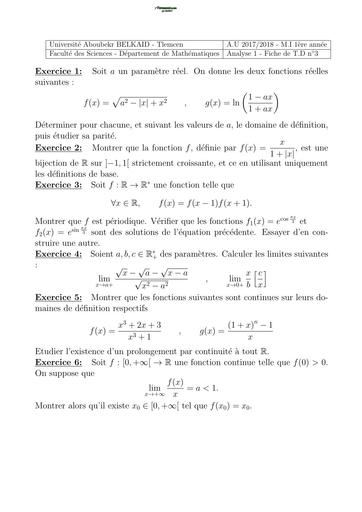 Analyse 1 17 18 Fiche 3 Corrige BY TEHUA