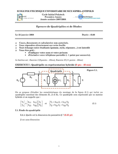 TD corrigé (2) les Quadripôles et Diodes