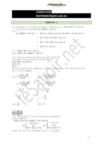 PREPA BAC 2025 MATHS SERIE A1 SUJET 4 CORRIGE BY TEHUA