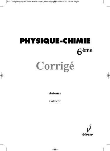 Pc CORRIGE CAHIER PC 6e Vallesse