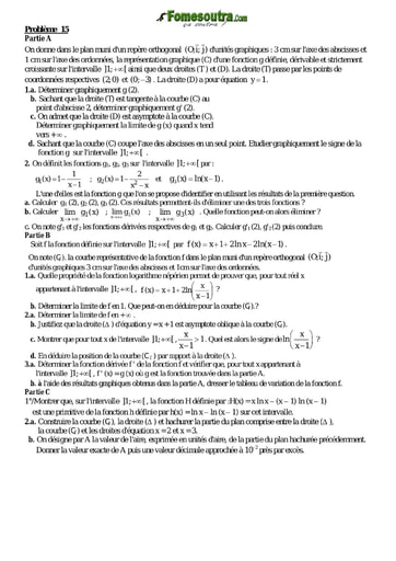 Problème 15 de maths niveau Terminale scientifique et BTS