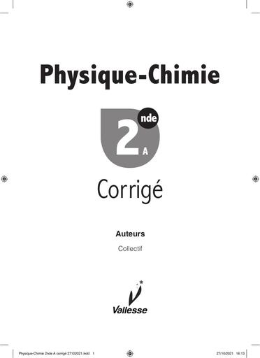 Physique Chimie 2nde A corrige vallesse