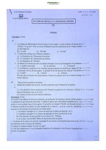 Sujets de Physique-Chimie Terminale C Lycée Classique 23