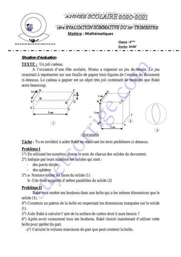 SUJET 1ER DEVOIR DU 1ER T MATHÉMATIQUES 6ÈME 2020-2021 by Tehua.pdf