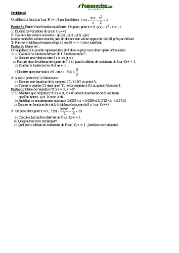 Problème 2 de maths niveau Terminale scientifique et BTS