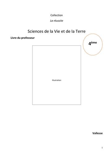 Corrigé SVT manuel 4ème livre de professeur