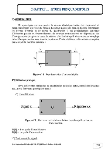 Étude des Quadripôles