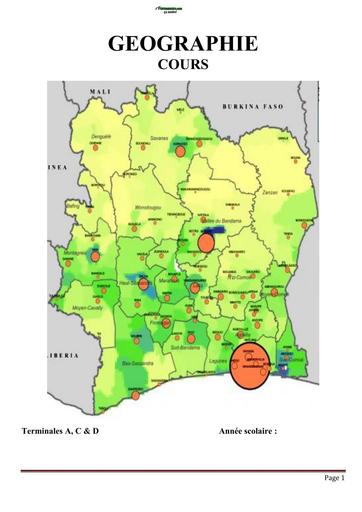 COURS DE GEOGRAPHIE TLE ACD Côte d'Ivoire by TEHUA
