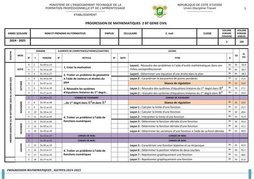 GENIE CIVIL 2e Année  BT