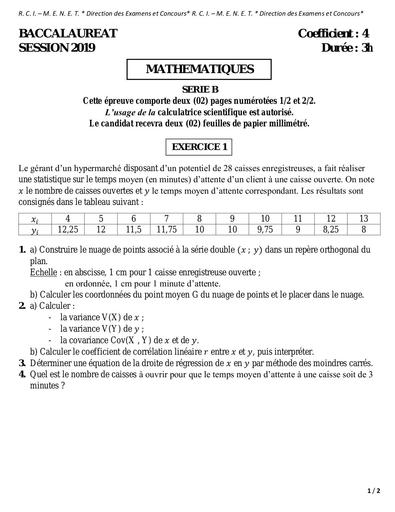 BAC maths B 2019