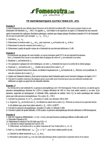 TP 3 Suites numériques niveau Terminale Scientifique