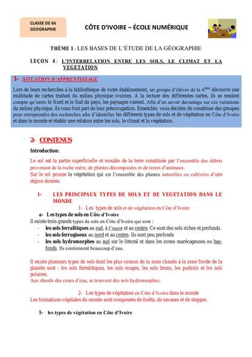6ème G4 Linterrelation entre les sols, le climat et la végétation