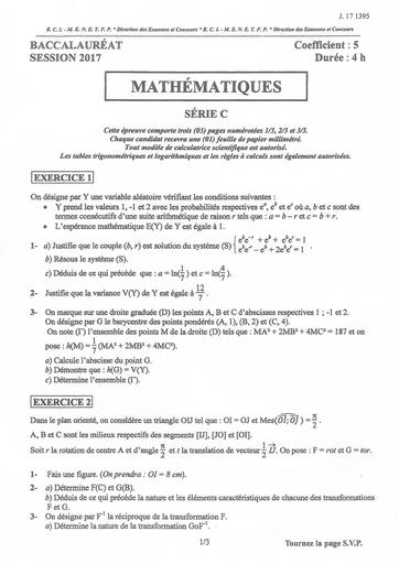 Bac c math 2017