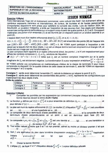 SUJET BAC SEEION 2025 MATHS SERIE C BY TEHUA