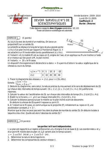 Devoir (13) de Physique niveau Terminale C