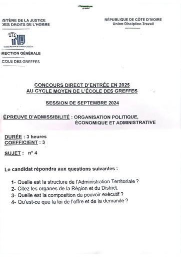 Concours Direct INFJ 2024 CM Organisation politique, économique et administrative by TEHUA