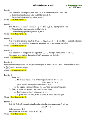 Sujets corrigés Géométrie dans le plan - Maths sup