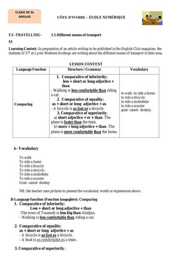 UNIT 3 LESSON 1 ANGLAIS