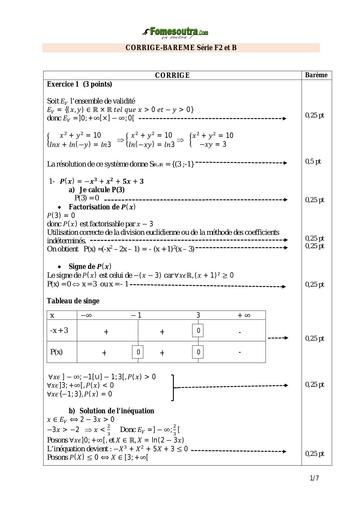 Bac blanc 2024 Corrigé barème Maths Série F2 et B dren bouaflé by Tehua