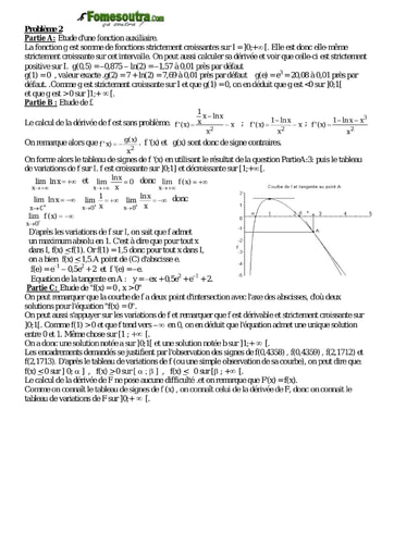 Corrigé Problème 2 de maths niveau Terminale scientifique et BTS