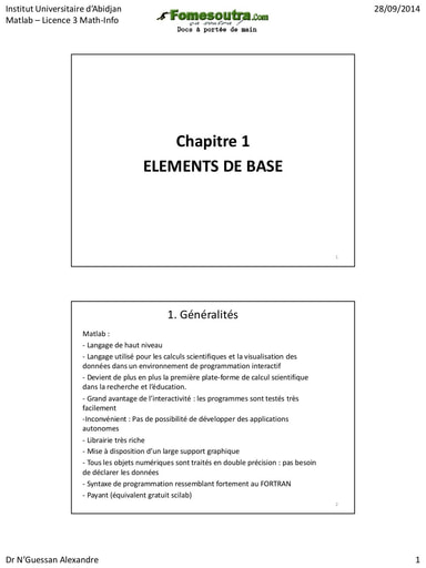 MATLAB éléments de base