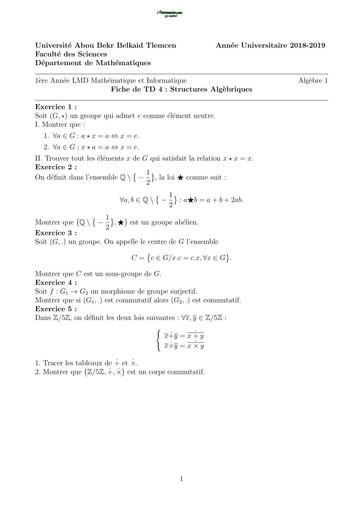 TD04 Algebre 18 19 BY TEHUA