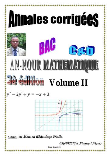 AN NOUR VOLUME II Maths Tle D by Tehua